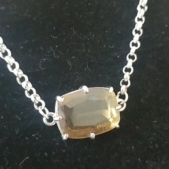 BANANA REPUBLIC Silver Link Amber Stone Necklace - Picture 2 of 4